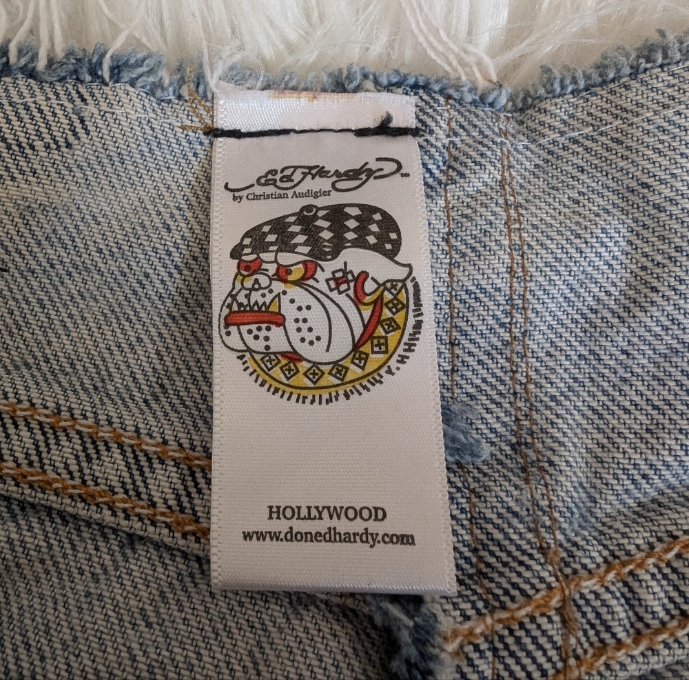 Ed Hardy Reworked Y2k Levi's Denim Mini Skirt 30 - Picture 6 of 8